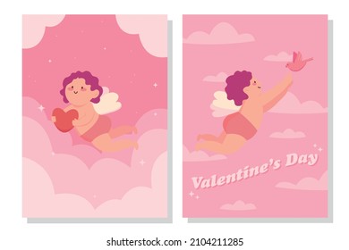 Set of creative Valentines Day cards with hearts,dots,hugs and kisses,gift box and arrows.Romantic illustrations perfect for prints,flyers,posters,save the date,holiday invitations and more, cute and 