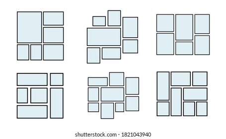 Set of creative vector template collage consisting of frames for a photo of a square and rectangular shape.