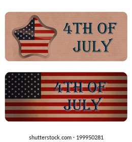 A SET of Creative Vector Vintage Paper Label for July 4th Celebrations/ Independence day/ Memorial Day,  Useful elements for your layout design. Premium Quality.