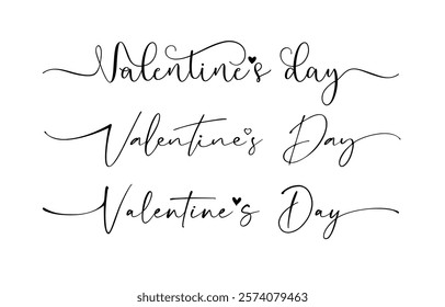 Set of creative vintage elements for Valentines Day congratulations. Black and white template. Happy Valentine's Day text concept. Handdrawn style arts. Cute graphic decor with creative heart Web icon