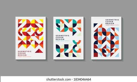 Set of creative vintage geometric style cover template. Retro art for covers, banners, flyers, and posters.