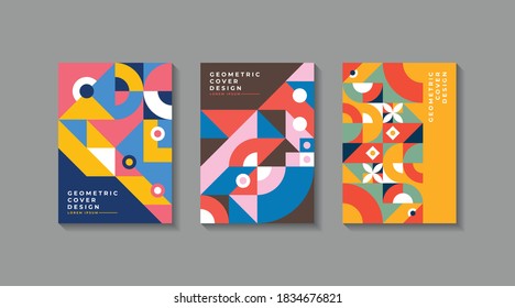 Set of creative vintage geometric style cover template. Retro art for covers, banners, flyers, and posters.