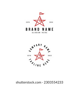 establecer la plantilla de diseño de vectores del logotipo del icono de estrella de vintage creativo. símbolo de contorno estrellas del castillo diseño del logotipo ilustración vectorial con estilos modernos, retro y elegantes aislados en fondo blanco