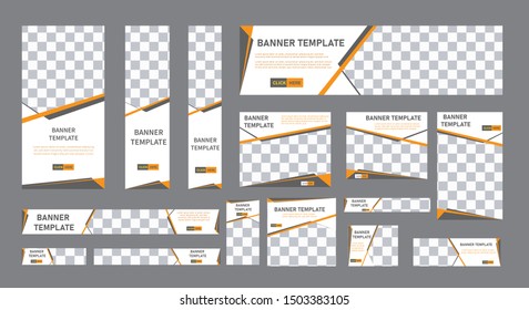 set of creative web banners of standard size with a place for photos. Vertical, horizontal and square template. vector illustration