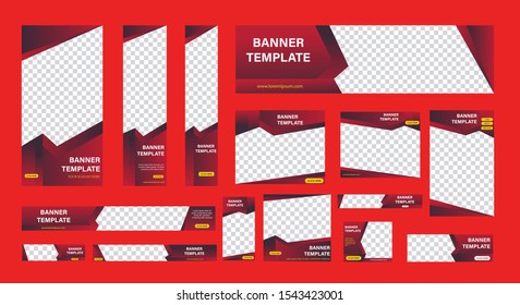 set of creative web banners of standard size with a place for photos. Business ad banner. Vertical, horizontal and square template. vector illustration EPS 10