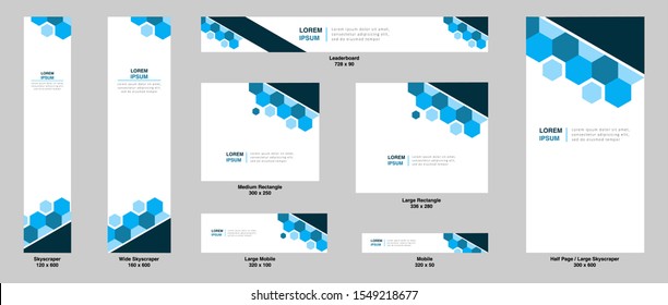 set of creative web banners of standard size. Vertical, horizontal and square template. vector illustration