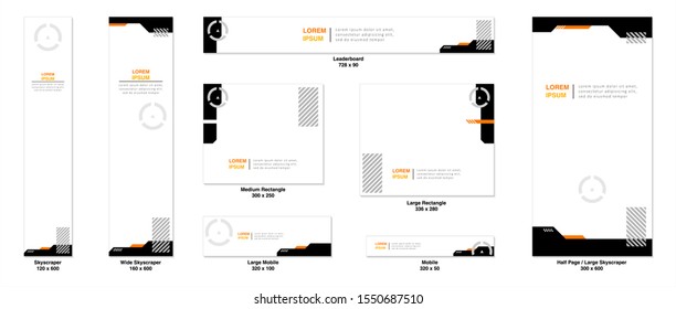 set of creative web banners of standard size. vertical, horizontal and square sci fi template. futuristic banners vector illustration