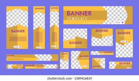 set of creative web banners of standard size with a place for photos. 
Business ad banner. Vertical, horizontal and square template. vector illustration EPS 10
