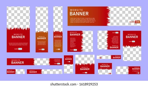 set of creative web banners of standard size with a place for photos. 
Business ad banner. Vertical, horizontal and square template. vector illustration EPS 10
