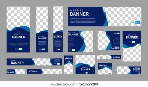 set of creative web banners of standard size with a place for photos. 
Business ad banner. Vertical, horizontal and square template. vector illustration EPS 10
