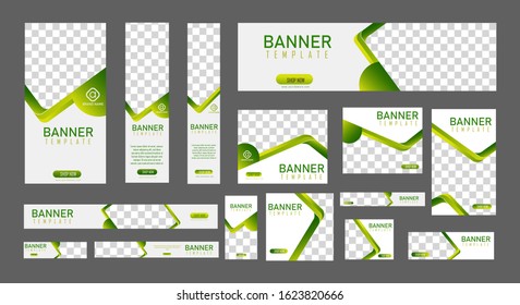 set of creative web banners of standard size with a place for photos. Vertical, horizontal and square template. vector illustration