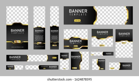 set of creative web banners of standard size with a place for photos. Vertical, horizontal and square template. vector illustration
