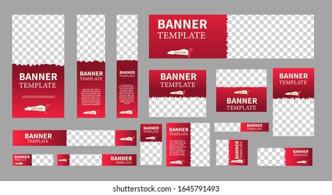 set of creative web banners of standard size with a place for photos. Vertical, horizontal and square template. vector illustration