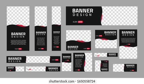 set of creative web banners of standard size with a place for photos. Business ad banner. Vertical, horizontal and square template. vector illustration EPS 10