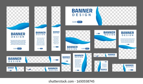 set of creative web banners of standard size with a place for photos. Business ad banner. Vertical, horizontal and square template. vector illustration EPS 10