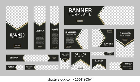 set of creative web banners of standard size with a place for photos. Business ad banner. Vertical, horizontal and square template. vector illustration EPS 10