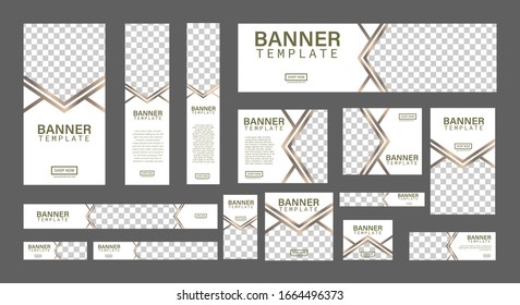 set of creative web banners of standard size with a place for photos. Business ad banner. Vertical, horizontal and square template. vector illustration EPS 10