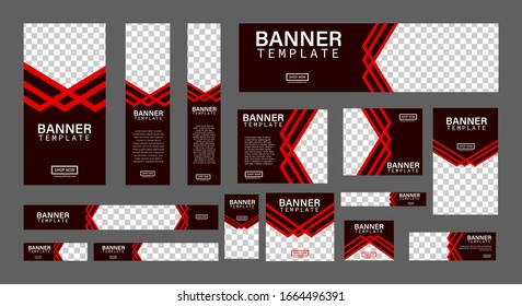 set of creative web banners of standard size with a place for photos. Business ad banner. Vertical, horizontal and square template. vector illustration EPS 10