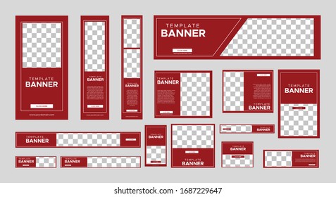 set of creative web banners of standard size with a place for photos. Business ad banner. Vertical, horizontal and square template. vector illustration EPS 10