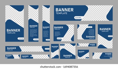 set of creative web banners of standard size with a place for photos. Vertical, horizontal and square template. vector illustration	
