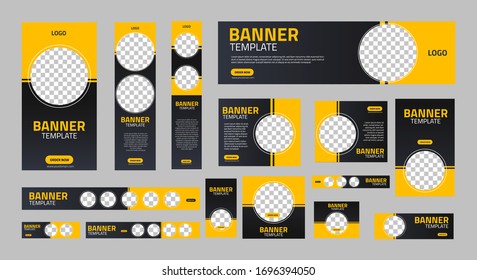 set of creative web banners of standard size with a place for photos. Business ad banner. Vertical, horizontal and square template. vector illustration EPS 10	
