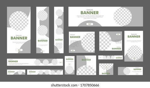 set of creative web banners of standard size with a place for photos. Business ad banner. Vertical, horizontal and square template. vector illustration EPS 10	
