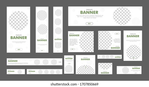 Set Of Creative Web Banners Of Standard Size With A Place For Photos. Business Ad Banner. Vertical, Horizontal And Square Template. Vector Illustration EPS 10	
