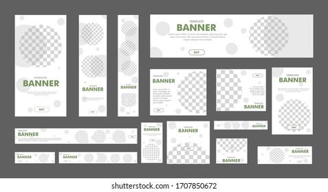 set of creative web banners of standard size with a place for photos. Business ad banner. Vertical, horizontal and square template. vector illustration EPS 10	
