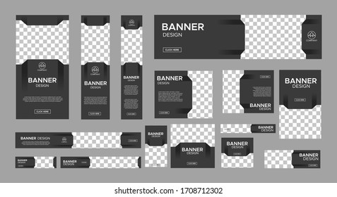 set of creative web banners of standard size with a place for photos. Vertical, horizontal and square template. vector illustration EPS 10