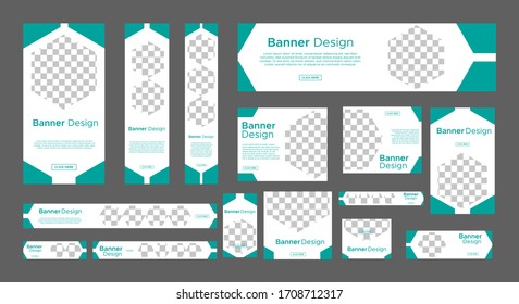 set of creative web banners of standard size with a place for photos. Vertical, horizontal and square template. vector illustration EPS 10