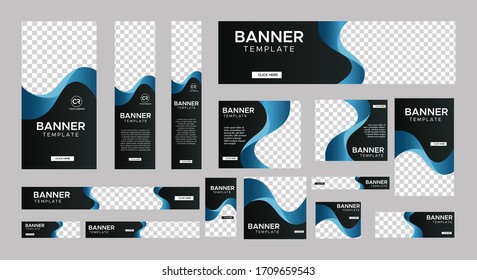 set of creative web banners of standard size with a place for photos. Business ad banner. Vertical, horizontal and square template. vector illustration EPS 10