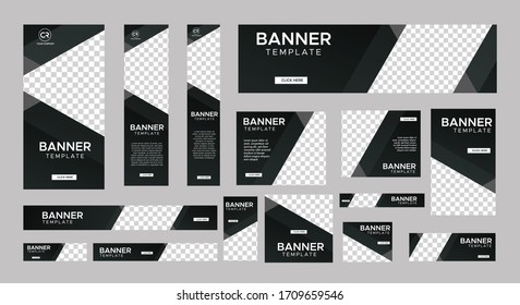 set of creative web banners of standard size with a place for photos. Business ad banner. Vertical, horizontal and square template. vector illustration EPS 10