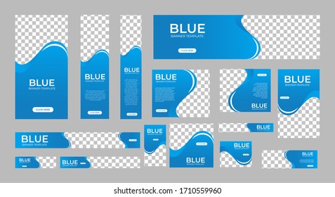 set of creative web banners of standard size with a place for photos. Vertical, horizontal and square template. vector illustration