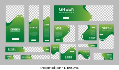 conjunto de banderas web creativas de tamaño estándar con un lugar para las fotos. Plantilla vertical, horizontal y cuadrada. ilustración vectorial