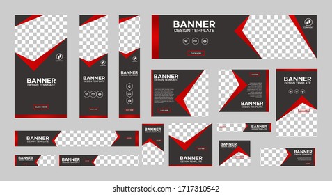 set of creative web banners of standard size with a place for photos. Business ad banner. Vertical, horizontal and square template. vector illustration EPS 10	