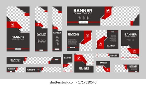 Set Of Creative Web Banners Of Standard Size With A Place For Photos. Business Ad Banner. Vertical, Horizontal And Square Template. Vector Illustration EPS 10	