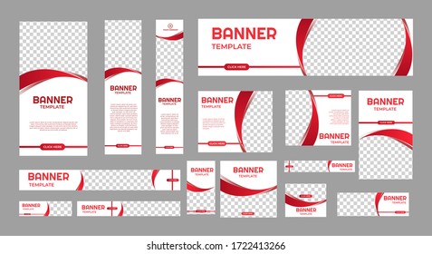 set of creative web banners of standard size with a place for photos. Business ad banner. Vertical, horizontal and square template. vector illustration EPS 10