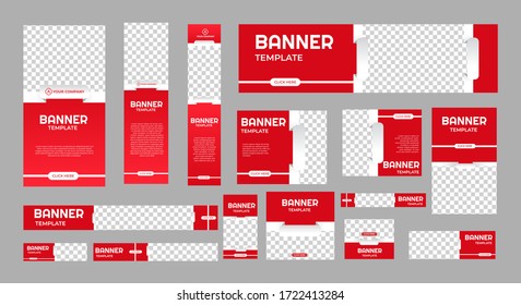 set of creative web banners of standard size with a place for photos. Business ad banner. Vertical, horizontal and square template. vector illustration EPS 10