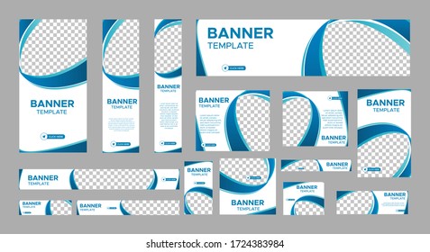 set of creative web banners of standard size with a place for photos. Business ad banner. Vertical, horizontal and square template. vector illustration EPS 10	
