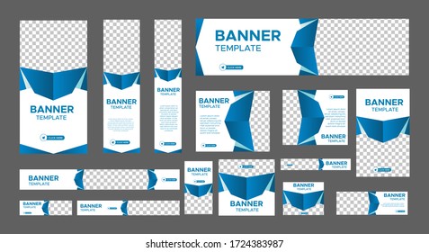set of creative web banners of standard size with a place for photos. Business ad banner. Vertical, horizontal and square template. vector illustration EPS 10	
