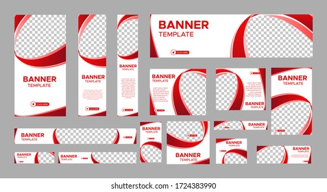 Set Of Creative Web Banners Of Standard Size With A Place For Photos. Business Ad Banner. Vertical, Horizontal And Square Template. Vector Illustration EPS 10	
