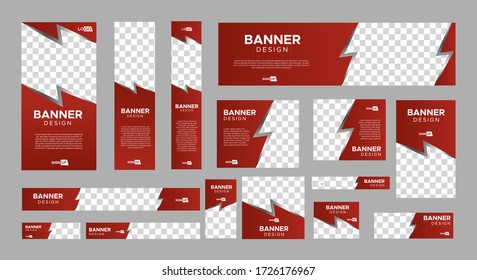 set of creative web banners of standard size with a place for photos. Vertical, horizontal and square template. vector illustration