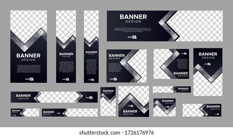 set of creative web banners of standard size with a place for photos. Vertical, horizontal and square template. vector illustration