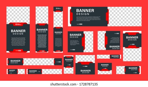 set of creative web banners of standard size with a place for photos. Business ad banner. Vertical, horizontal and square template. vector illustration EPS 10	
