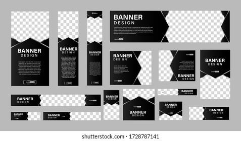 set of creative web banners of standard size with a place for photos. Business ad banner. Vertical, horizontal and square template. vector illustration EPS 10	
