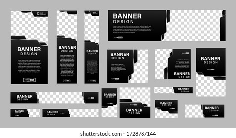 set of creative web banners of standard size with a place for photos. Business ad banner. Vertical, horizontal and square template. vector illustration EPS 10	
