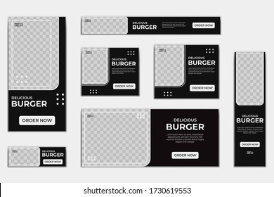 set of creative web banners of standard size with a place for photos. Business ad banner. Vertical, horizontal and square template. vector illustration EPS 10