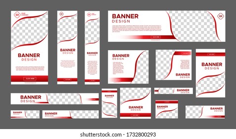 set of creative web banners of standard size with a place for photos. Business ad banner. Vertical, horizontal and square template. vector illustration EPS 10