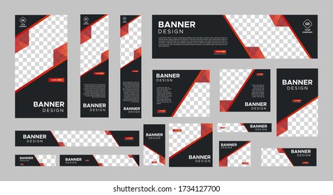 set of creative web banners of standard size with a place for photos. Vertical, horizontal and square template. vector illustration EPS 10	