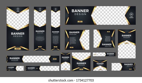 set of creative web banners of standard size with a place for photos. Vertical, horizontal and square template. vector illustration EPS 10	
